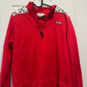 Vineyard Vines Red Women's Hoodie with Anchor Accents